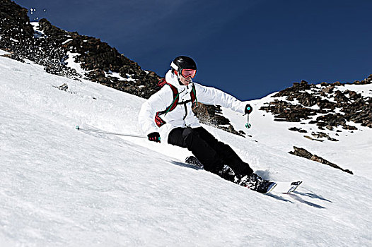 男性,滑雪,速度,山