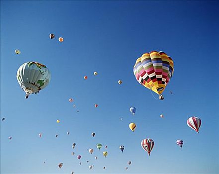 空中彩色热气球,阿布奎基,新墨西哥,美国