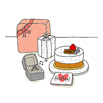 概念,求婚,蛋糕