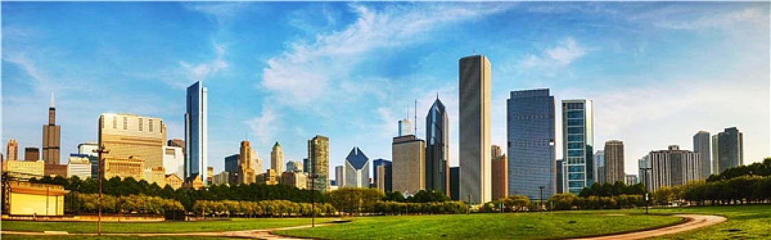 市区,芝加哥,风景,格兰特公园