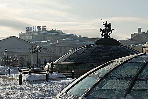 积雪,马涅什纳亚广场,中心,莫斯科,俄罗斯