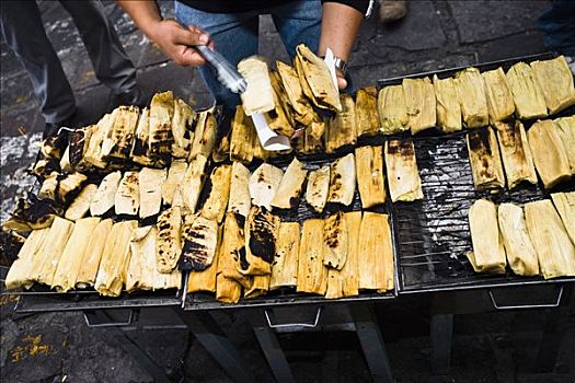 腰部,一个,男人,销售,玉米面肉馅卷,萨卡特卡斯州,墨西哥