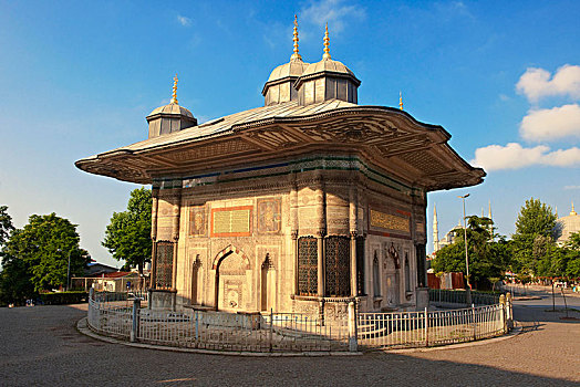 喷泉,苏丹,正面,大门,宫殿,伊斯坦布尔,土耳其,亚洲