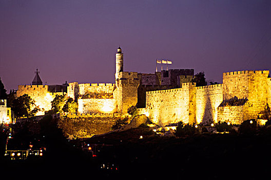 东方,场所,老城墙,夜晚,耶路撒冷,以色列