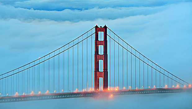 金门大桥,塔,雾,特写,旧金山