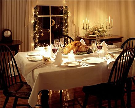 桌子,装饰,圣诞晚餐