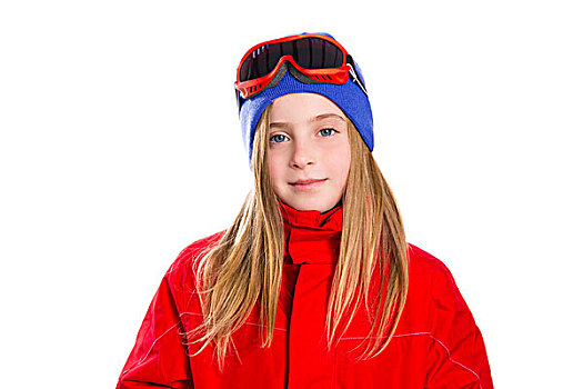 金发,儿童,女孩,冬季,头像,滑雪,雪,护目镜,毛织品,帽子