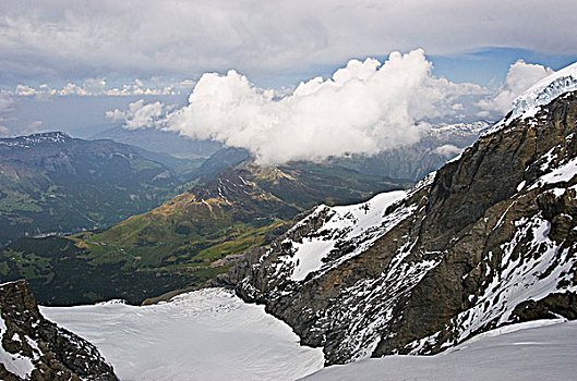 全景,山脉,少女峰,伯恩高地,瑞士