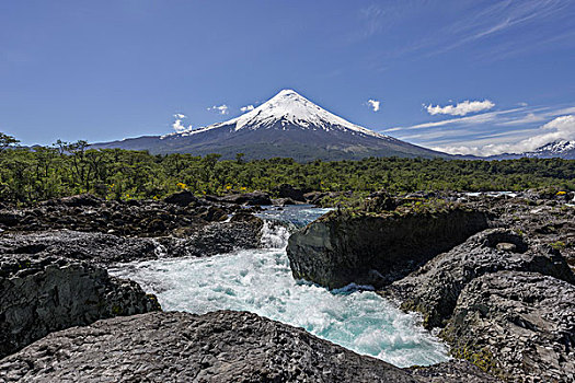 瀑布,火山,波多黎各,拉各斯,区域,智利,南美