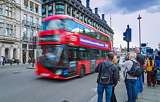 新,伦敦双层巴士,巴士,速度,过去,行人,威斯敏斯特