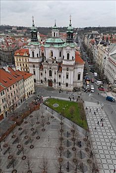 老城,老城广场,旧城广场,老,钟楼,教堂大街,尼古拉斯,布拉格,捷克共和国