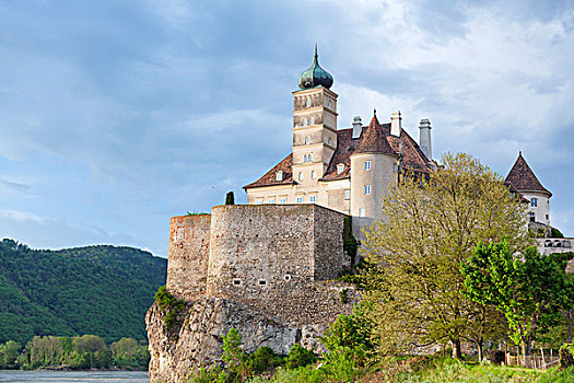 城堡,多瑙河,奥地利