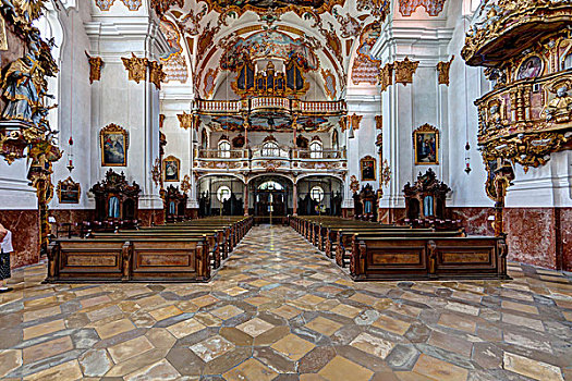 大厅,壁画,教堂,巴伐利亚,德国,欧洲