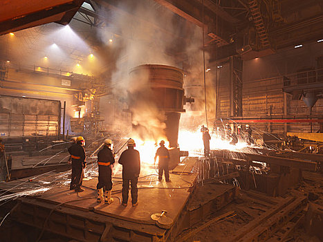 工人,熔化,钢铁,工厂