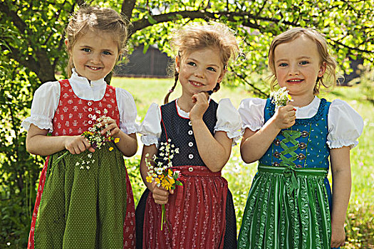 女孩,传统,巴伐利亚,衣服