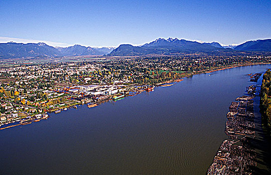 俯视,城镇,弗雷泽河,不列颠哥伦比亚省,加拿大