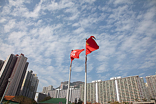 旗帜,中国,香港,蓝天