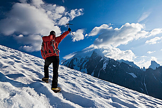 男性,登山,走,上坡,冰河,勃朗峰,法国