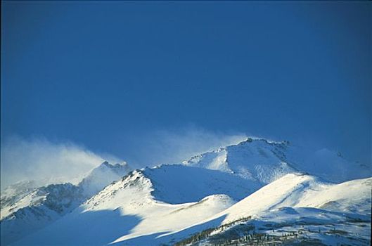 楚加,顶峰,楚加奇州立公园,吹,雪,冬季风景