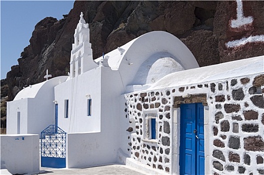 教堂,红色,海滩,圣托里尼岛,希腊