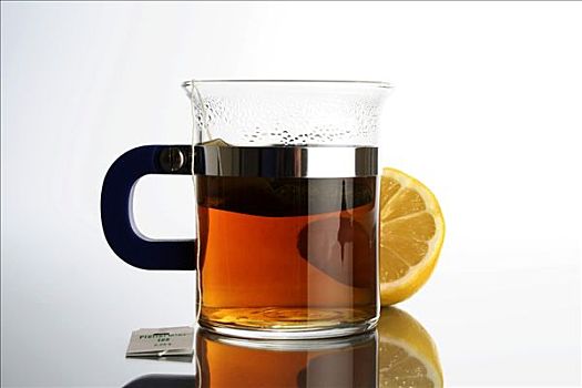 玻璃杯,茶,柠檬