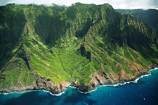 夏威夷,考艾岛,纳帕利海岸,航拍,海岸线