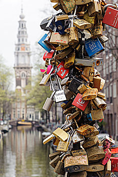 喜爱,锁,桥,阿姆斯特丹,荷兰