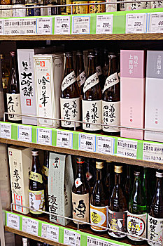 日本,日本米酒,瓶子,超市,东京,亚洲