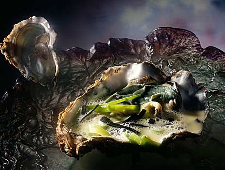 牡蛎,韭葱