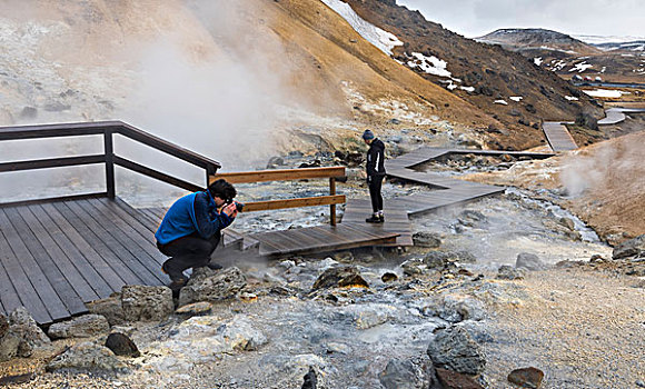 地热,区域,热,火山,雷克雅奈斯,半岛,冬天,大幅,尺寸