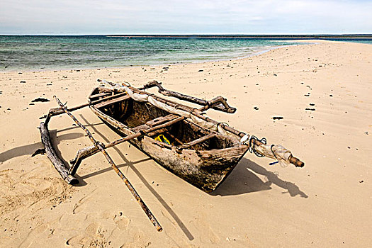 非洲,莫桑比克,岛屿,传统,独桅三角帆船,船,海滩