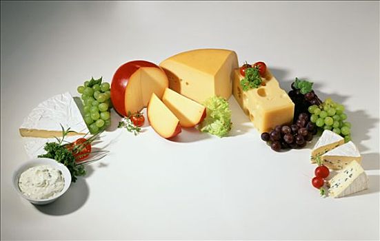 多样,奶酪,葡萄,放置,拱形
