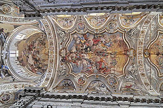 壁画,天花板,巴洛克式教堂,教会,巴勒莫,意大利