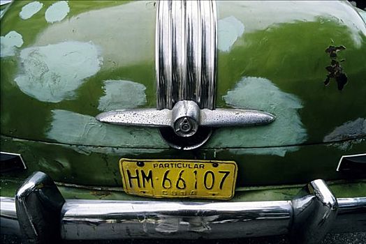 后面,汽车,生锈,斑点,遮盖,涂绘,盖子,庞蒂亚克,哈瓦那,古巴,加勒比海