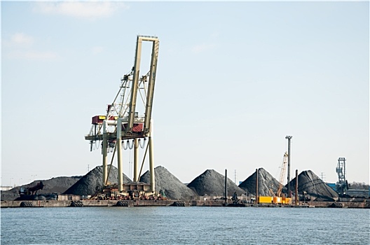 堆积,煤,码头,港口
