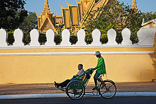 柬埔寨,金边,三轮车,正面