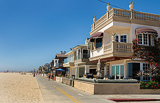 新港海滩,加利福尼亚,美国,奢华,海滩,家,木板路,街道