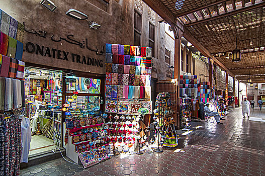 柏迪拜,露天市场,店,销售,古老,遮盖,纺织品,老城,中心,迪拜,阿联酋