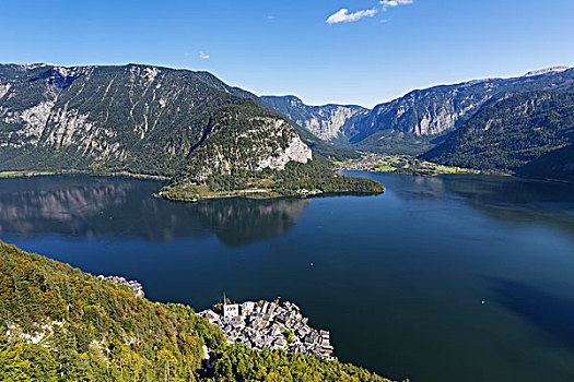湖,哈尔斯塔特,看,萨尔茨卡莫古特,世界遗产,上奥地利州,奥地利,欧洲