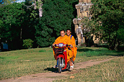 僧侣,吴哥,柬埔寨