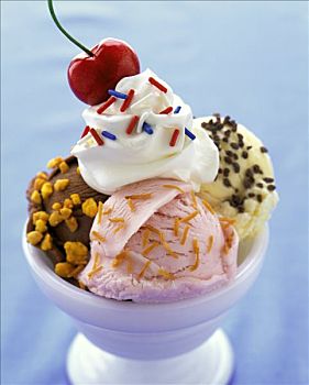 混合,冰淇淋,奶油,樱桃