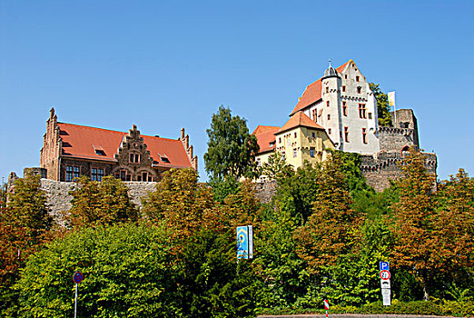城堡,防卫,墙壁,古城堡,弗兰克尼亚,施佩萨特,巴伐利亚,德国,欧洲