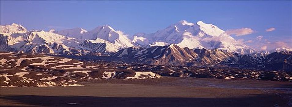 山,德纳里峰,遮盖,雪,夜光,德纳利国家公园和自然保护区,阿拉斯加