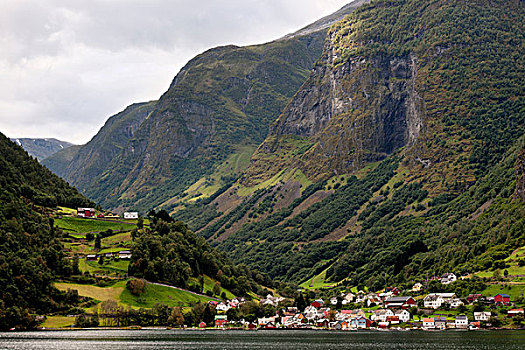 房子,山谷,边缘,挪威