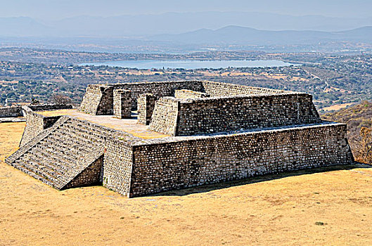 金字塔,广场,泻湖,后面,遗址,霍齐卡尔科,莫雷洛斯,墨西哥,北美