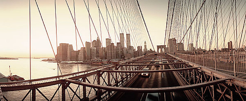 布鲁克林大桥,曼哈顿,天际线,美国