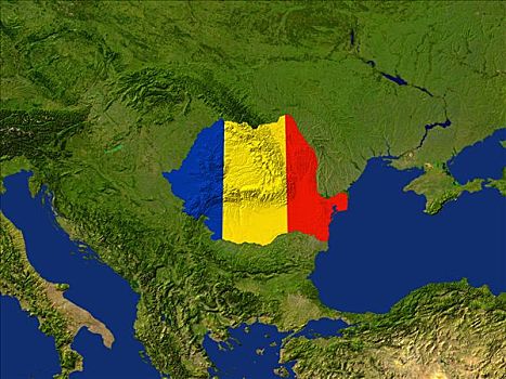 卫星图,罗马尼亚,旗帜,遮盖