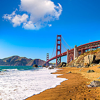 旧金山,金门大桥,海滩,加利福尼亚