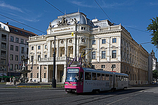 布拉迪斯拉瓦,斯洛伐克,国家剧院,有轨电车