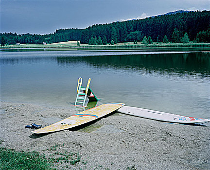 湖,冲浪板